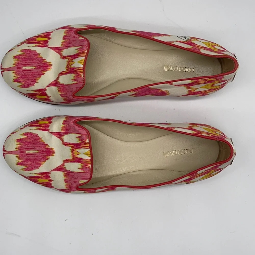 Roberto Cavalli Ballet Flats Pink Yellow signed name on side Size 36 - Picture 8 of 11